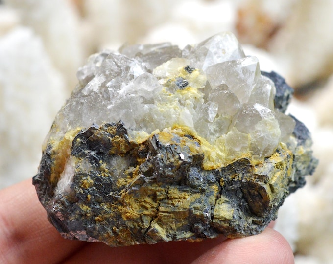 Galena & Quartz 211 grams - Le Buisson Mine, Montmirat, Saint-Étienne-du-Valdonnez, Mende, Lozère, Occitanie, France