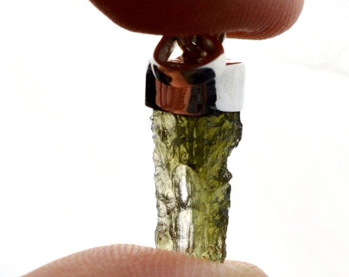 Moldavite - 8.5 carats - pendentif pierre naturelle - République Tchèque - Argent 925