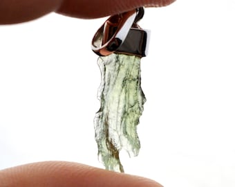 Moldavite - 6.5 carats - pendentif pierre naturelle - République Tchèque - Argent 925