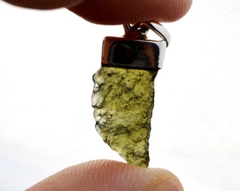 Moldavite - 9 carats - pendentif pierre naturelle - République Tchèque - Argent 925