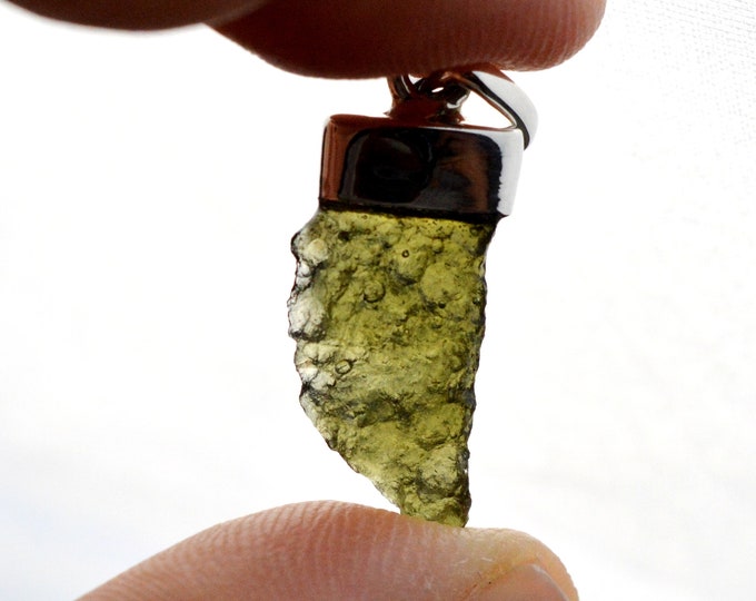 Moldavite - 9 carats - pendentif pierre naturelle - République Tchèque - Argent 925