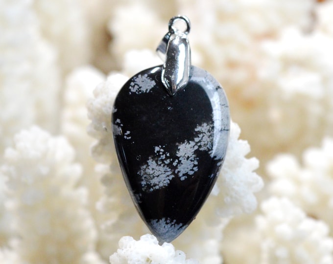 22 Carat Snowflake Obsidian - Natural Stone Cabochon Pendant - USA / EK38