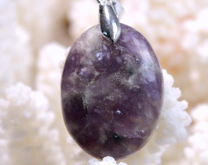 51-carat Lepidolite - Natural Stone Cabochon Pendant - Brazil / FX89
