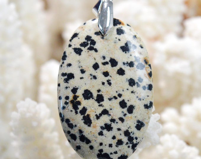Jaspe dalmatien 51 carats - pendentif cabochon pierre naturelle - Mexique / FT76