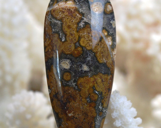 62 carat ocean jasper - natural stone cabochon pendant - Indonesia