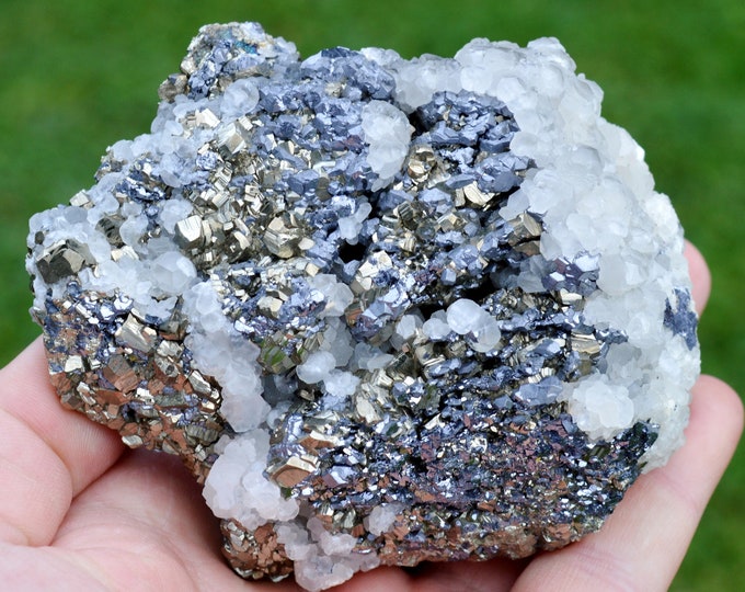 Pyrite & Calcite galena 863 grams - Trepča complex, Trepča valley, Mitrovica, Mitrovica District, Kosovo