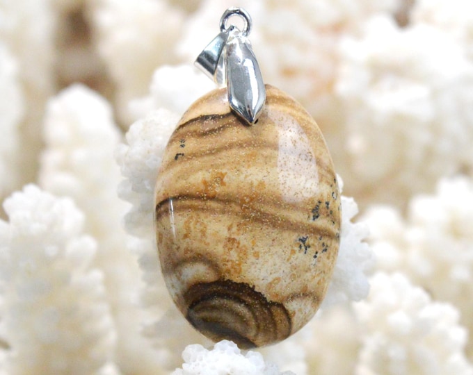 40 carat Landscape Jasper - natural stone cabochon pendant - Namibia / FV34
