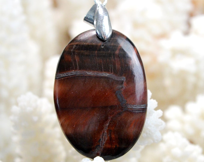Oeil de taureau 47 carats - pendentif cabochon pierre naturelle - Afrique du Sud // DP20