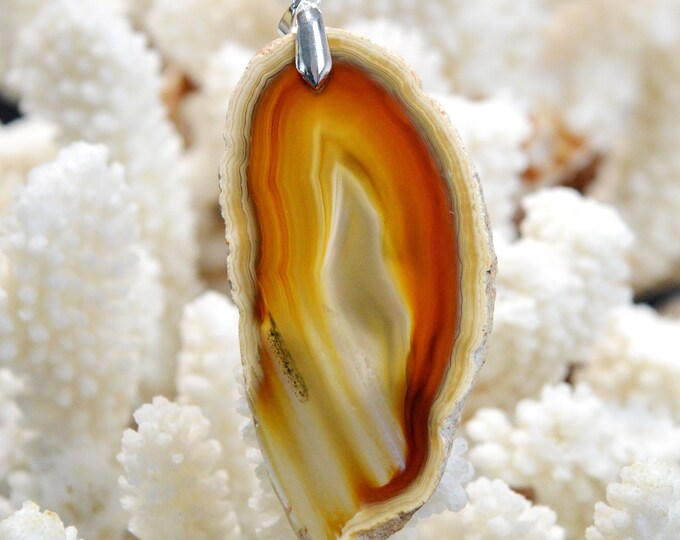 Agate 67 carats - pendentif tranche pierre naturelle - Brésil / EU91