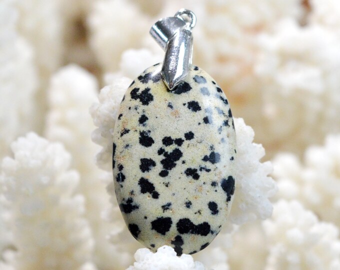 Jaspe dalmatien 21 carats - pendentif cabochon pierre naturelle - Mexique / FL72