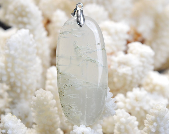 Moss Agate 86 carats - natural stone cabochon pendant - Indonesia / EZ93
