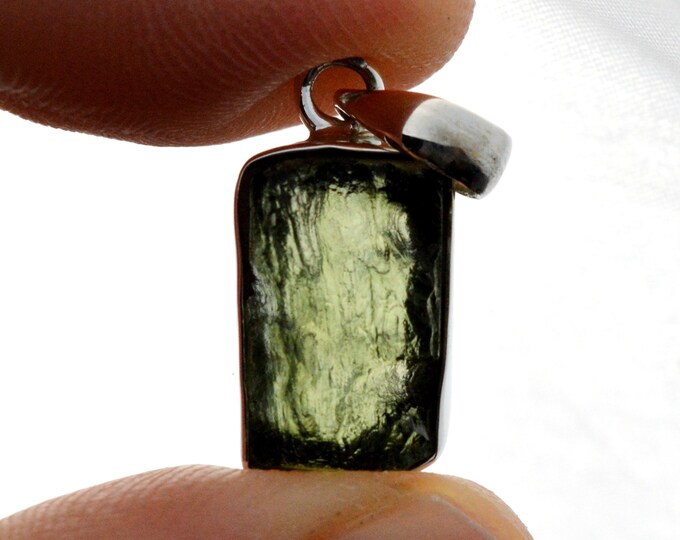 Moldavite - 12 carats - pendentif pierre naturelle - République Tchèque - Argent 925