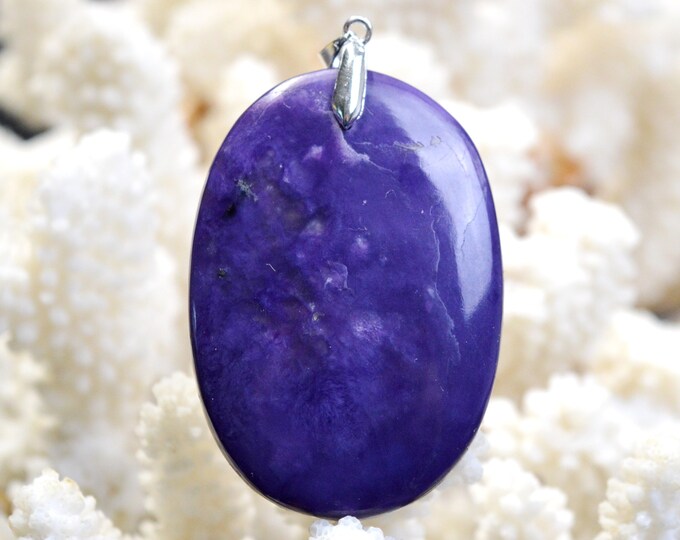 Charoite 143 carats - pendentif cabochon pierre naturelle - Russie / EX55