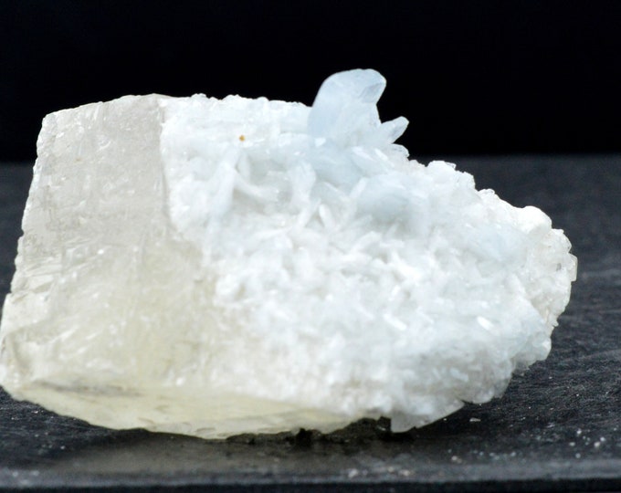 Blue barite & calcite - 63 grams - Moscona Mine, Solís, Corvera de Asturias, Villabona mining area, Asturias, Spain
