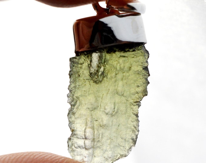 Moldavite - 12 carats - pendentif pierre naturelle - République Tchèque - Argent 925