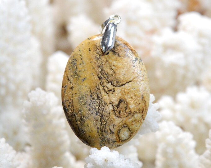 38 carat Landscape Jasper - natural stone cabochon pendant - Namibia / FP58