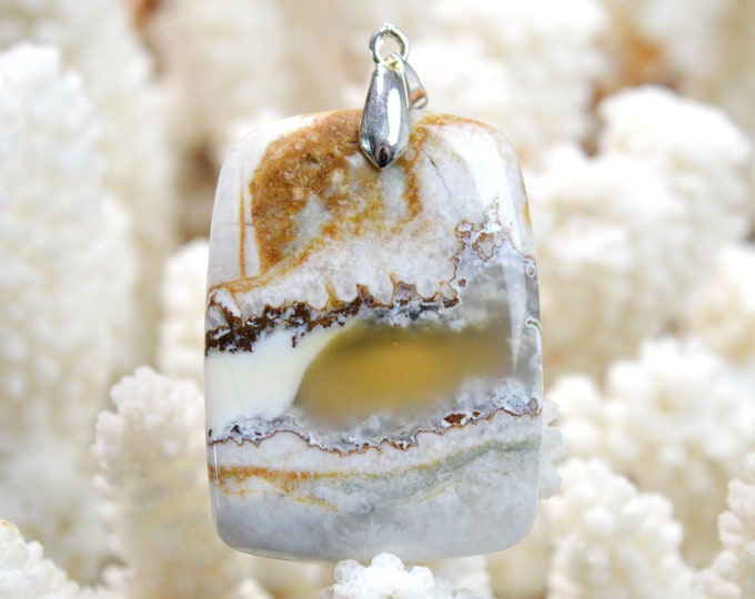 Agate 66 carats - pendentif cabochon pierre naturelle - Mexique / FE84