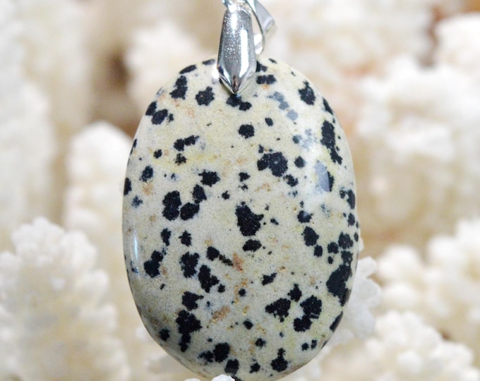 Jaspe dalmatien 53 carats - pendentif cabochon pierre naturelle - Mexique / FT81