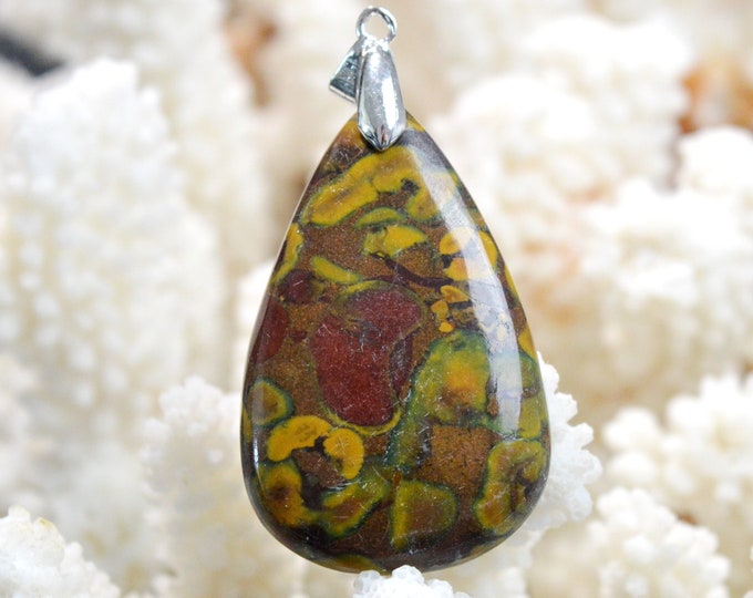 64 carat "Bamboo" Jasper - natural stone cabochon pendant - Indonesia // EA5