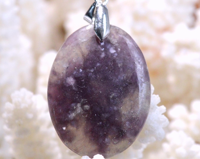 40-carat Lepidolite - natural stone cabochon pendant - Brazil / FX82