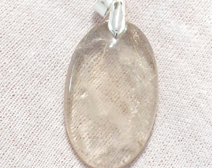 52 carat rutilated quartz - natural stone cabochon pendant - Brazil / FV36