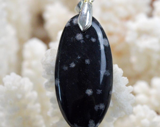 30 Carat Snowflake Obsidian - Natural Stone Cabochon Pendant - USA / FU26
