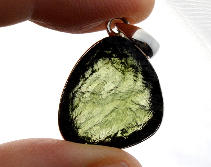 Moldavite - 21 carats - pendentif pierre naturelle - République Tchèque - Argent 925