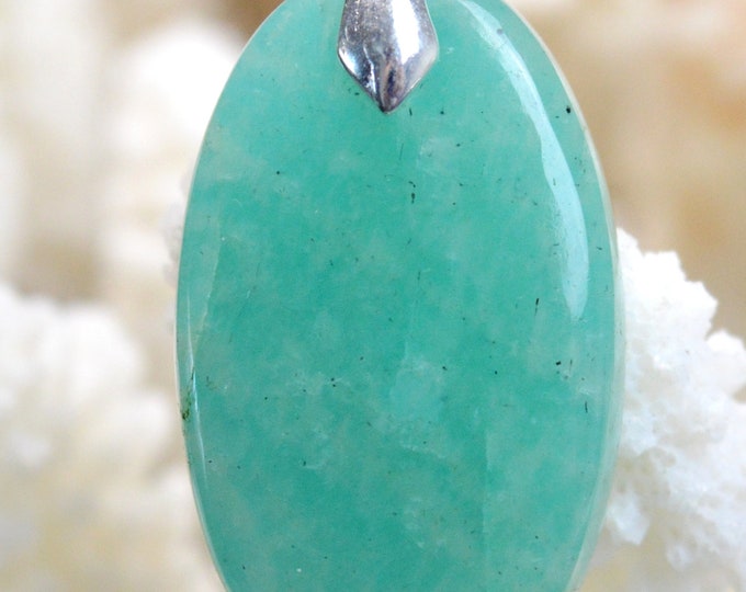Amazonite 34 carats - natural stone cabochon pendant - Brazil // Ref W62