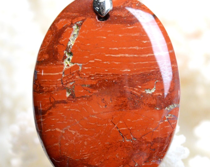 99 carat Red Snake Skin Jasper - natural stone cabochon pendant - Australia // Ref AS58