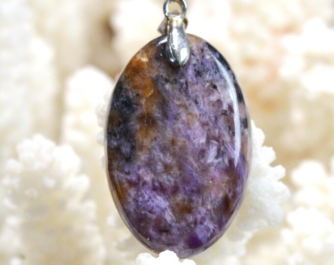 Charoite 33 carats - pendentif cabochon pierre naturelle - Russie / FZ92