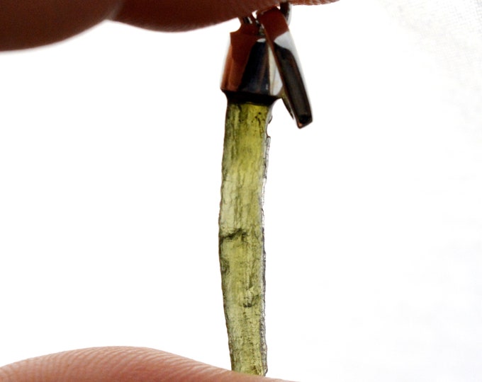 Moldavite - 6 carats - pendentif pierre naturelle - République Tchèque - Argent 925