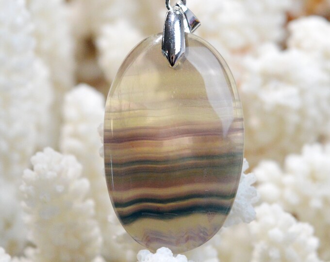 Fluorite 59 carats - pendentif cabochon pierre naturelle - Afghanistan / EZ52