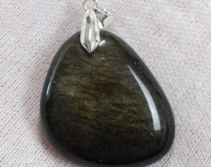 77 carat golden obsidian - natural stone cabochon pendant - Mexico /FU43