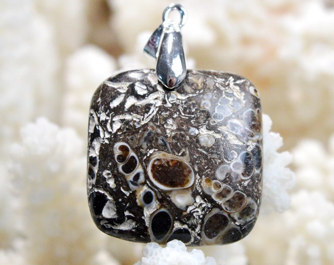 Turitella agate 34 carats - natural stone cabochon pendant - USA // DV12