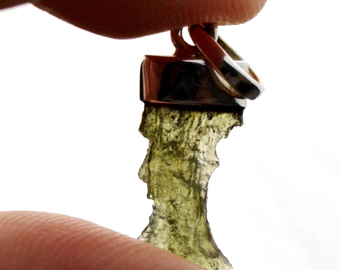 Moldavite - 8 carats - pendentif pierre naturelle - République Tchèque - Argent 925