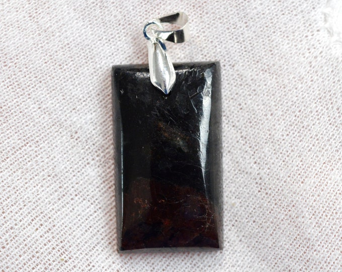 Grenat Spessartine & Tourmaline Schorl 58 carats - pendentif cabochon pierre naaturelle - Pakistan / ER39