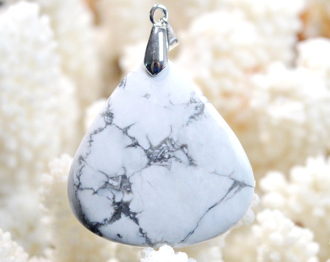 Howlite 71 carats - pendentif cabochon pierre naturelle - USA / FD1