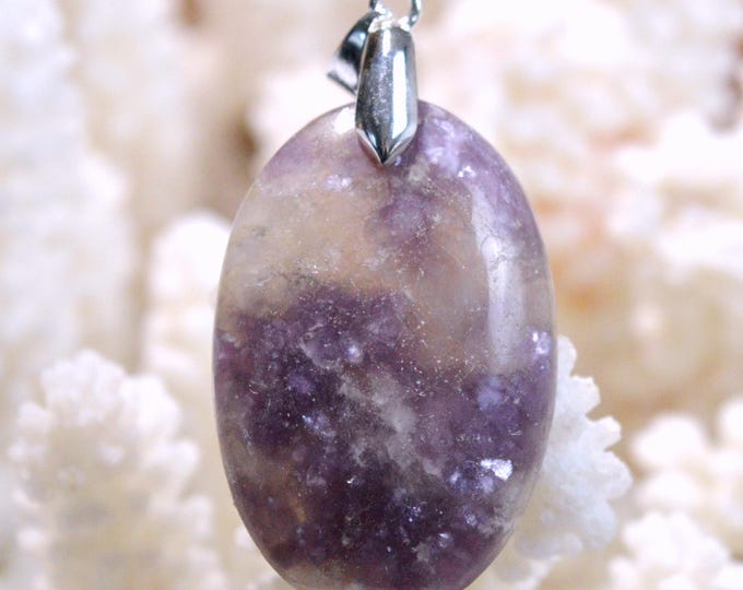 43-carat Lepidolite - Natural Stone Cabochon Pendant - Brazil / FX85