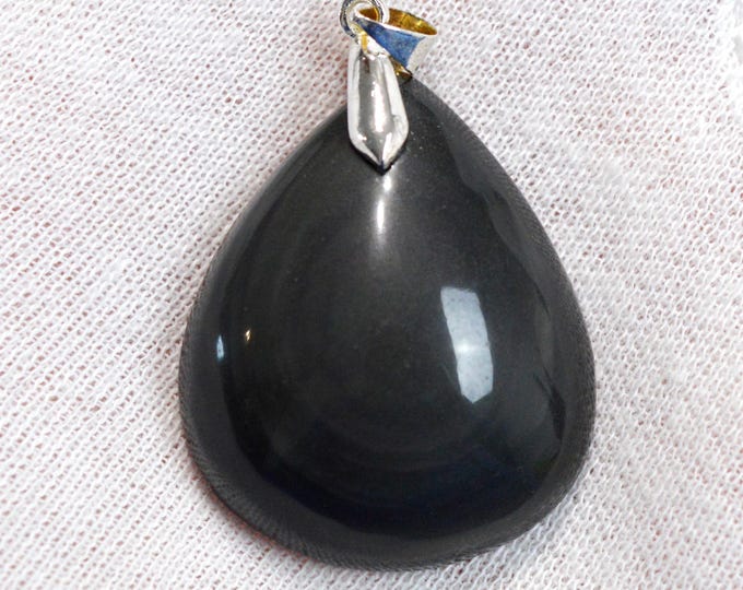74-carat black obsidian - natural stone cabochon pendant - Mexico /GD10