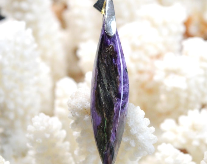 Charoite 40 carats - pendentif cabochon pierre naturelle - Russie / FZ86