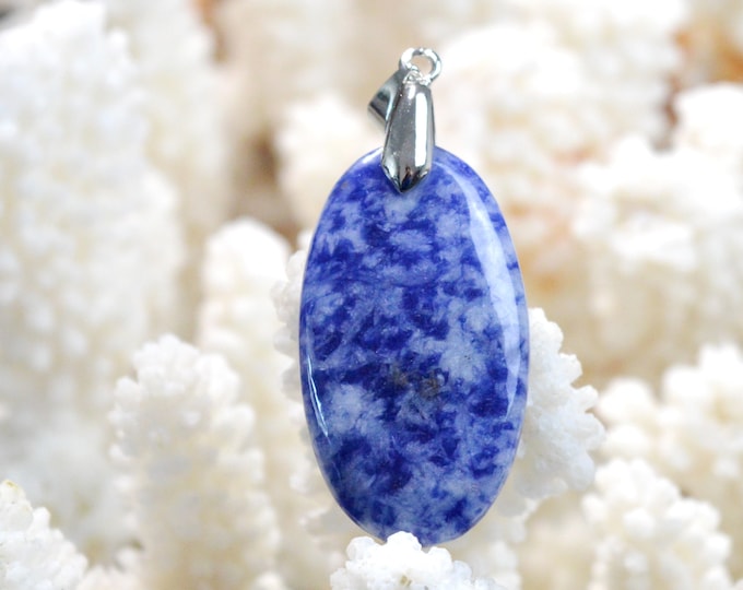 Quartz & Dumortierite 29 carats - pendentif cabochon pierre naturelle - Brésil / FH65