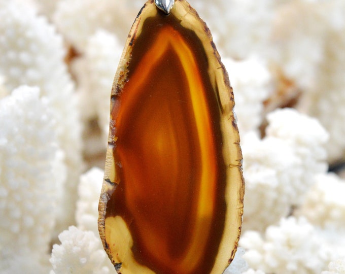 Agate 67 carats - pendentif tranche pierre naturelle - Brésil / EU96