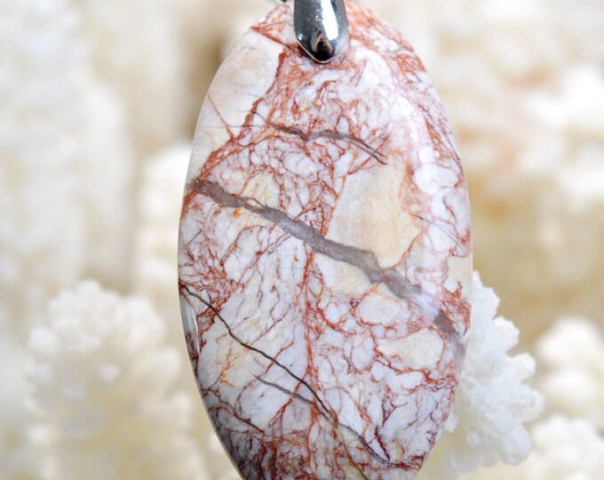 45 carat brecciated jasper - natural stone cabochon pendant - India // BU32