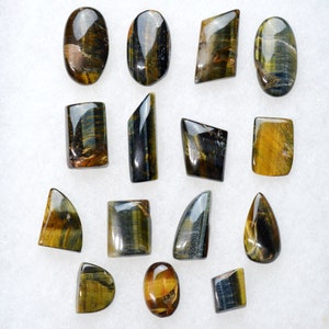 Lot 15x Oeil de faucon / tigre - 245 carats - cabochon pierre naturelle - Afrique du Sud / FC53