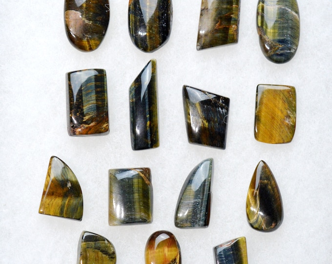 Lot 15x Oeil de faucon / tigre - 245 carats - cabochon pierre naturelle - Afrique du Sud / FC53