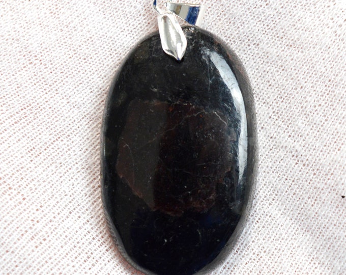 Grenat Spessartine & Tourmaline Schorl 103 carats - pendentif cabochon pierre naaturelle - Pakistan / ER26
