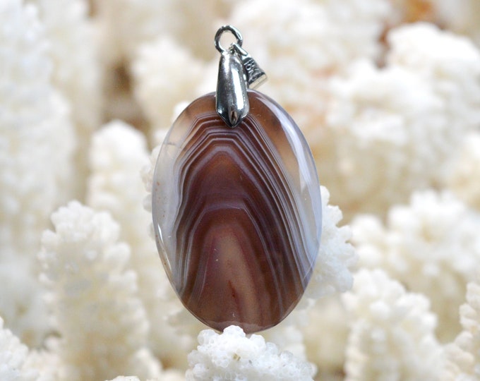 Agate 35 carats - pendentif cabochon pierre naturelle - Botswana / FG83
