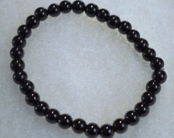 Black Onyx bead bracelet 6 mm - Natural black onyx bead bracelet