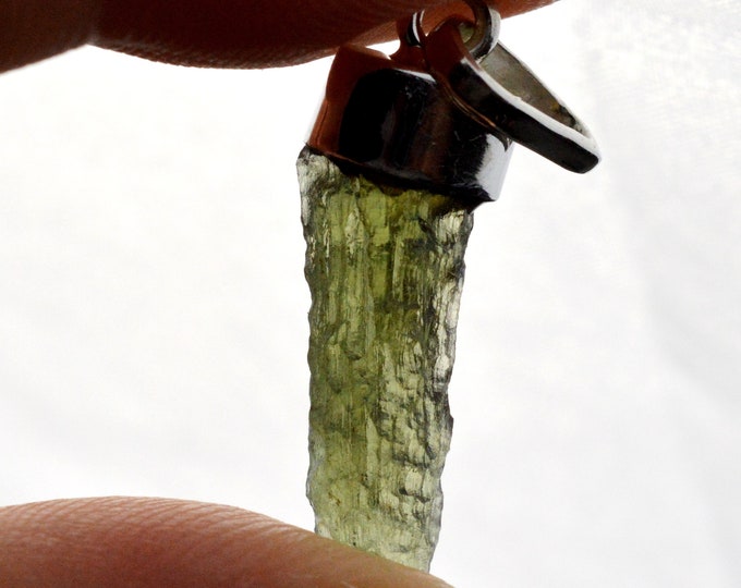 Moldavite - 11 carats - pendentif pierre naturelle - République Tchèque - Argent 925