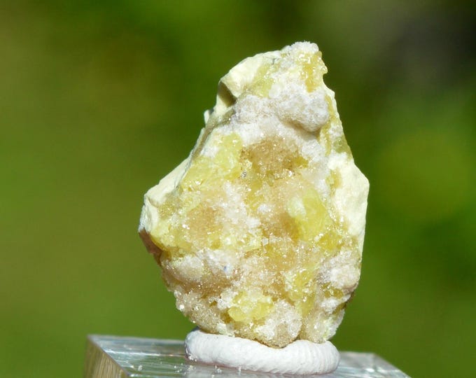 Sulfur & calcite 2.4 grams - Machów mine, Tarnobrzeg City Co., Subcarpathian Voivodeship, Poland